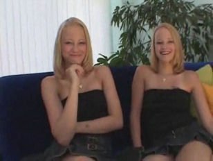 Small tits twins lick dick slowly